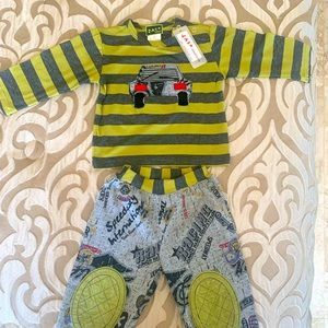 Zaza Bebe- 2 piece -with elasticated waist pants-racing theme-12 months